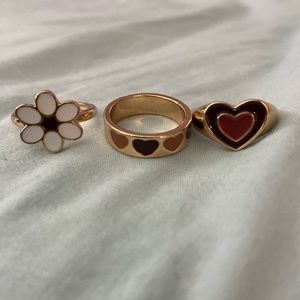 Pack of three floral\heart  style Rings